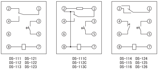 DS-112時間繼電器內部接線及外引接線圖(背視圖)圖片