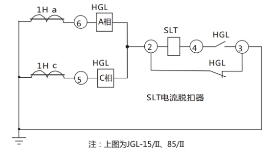 JGL-81/Ⅱ二相靜態反時限過流繼電器典型應用接線圖