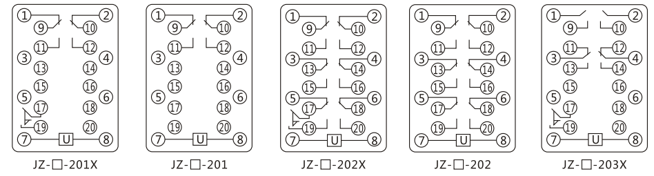 JZY（J)-35靜態中間繼電器內部接線圖及外引接線圖