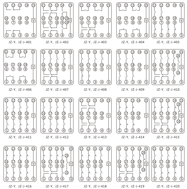 JZY（J)-35靜態中間繼電器內部接線圖及外引接線圖