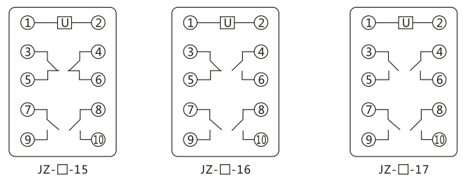 JZY（J)-220靜態中間繼電器內部接線圖及外引接線圖